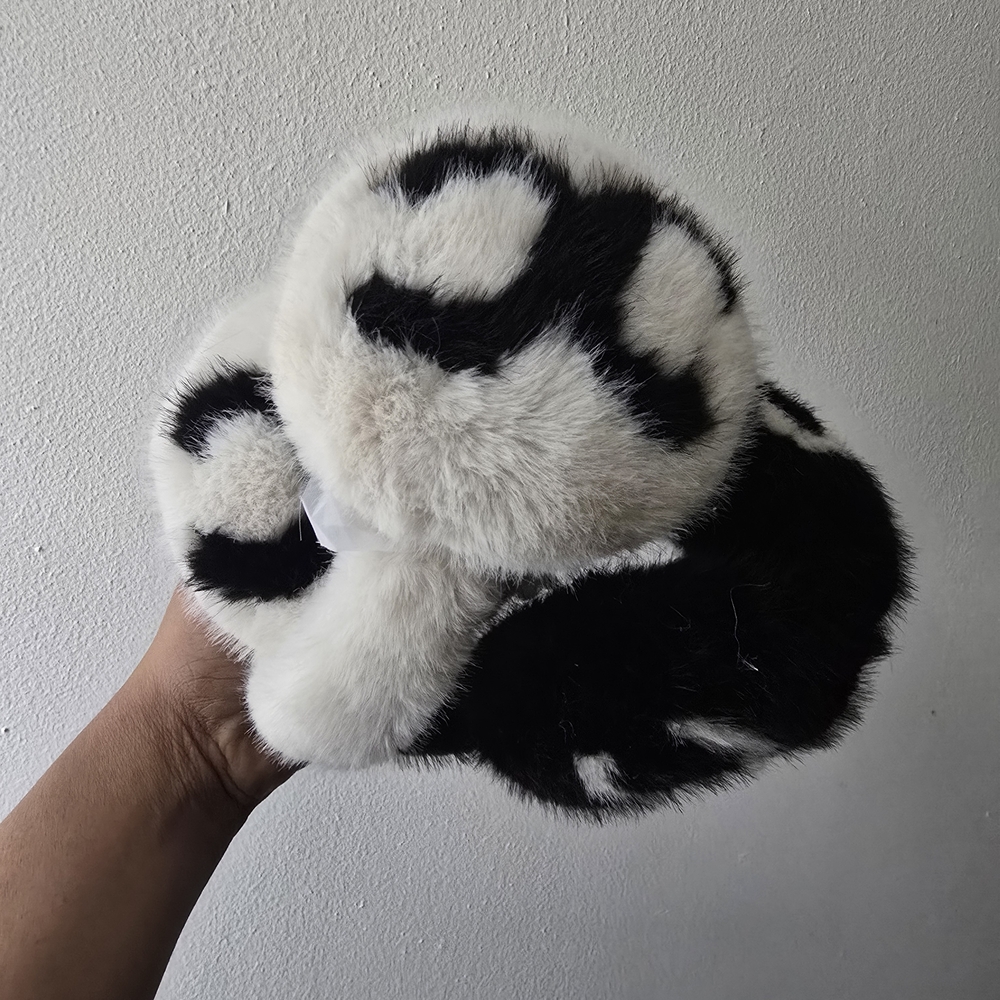 Black and White Fur Earmuffs - Picture 2 of 3